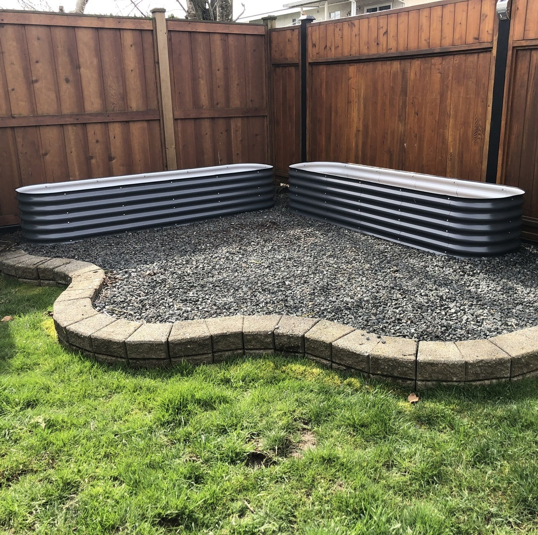 Modular raised garden bed 17" tall modular garden bed in backyard in Canada