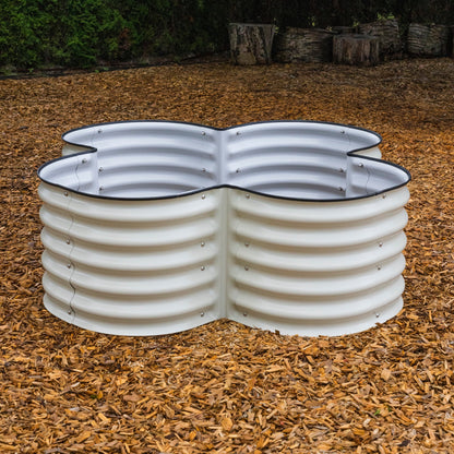 four leaf clover garden box, raised planter box, raised garden bed canada, vegetable garden ideas, elevated garden beds, metal planter, raised garden beds metal, planter box canada, galvanized planter, modular garden bed